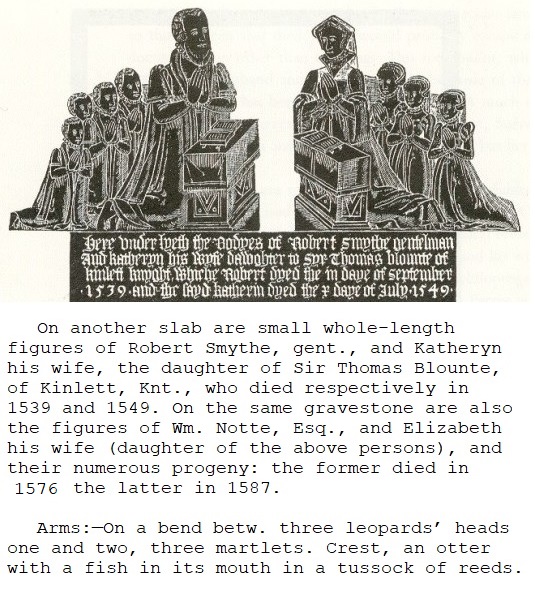 Robert Smythe and Kathryn Blount - memorial St Nicholas  Thames Ditton, 1539